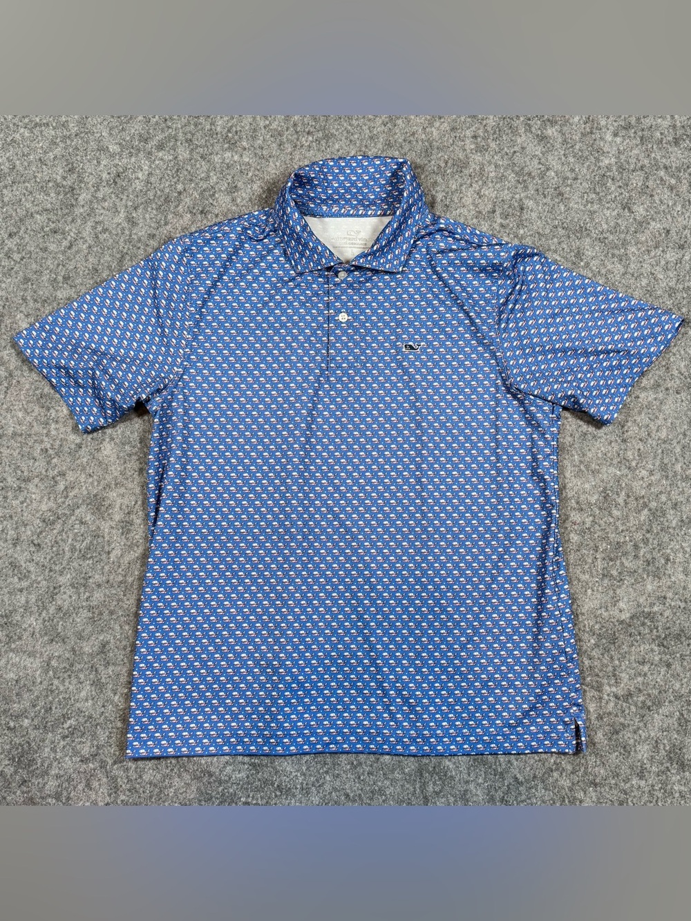 Vineyard Vines Youth Boys Large (16) Performance Polo Shirt Blue Sailboat